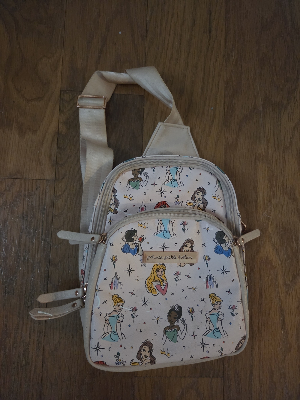 Petunia Pickle Bottom Cream Disney Princess Crossbody Backpack